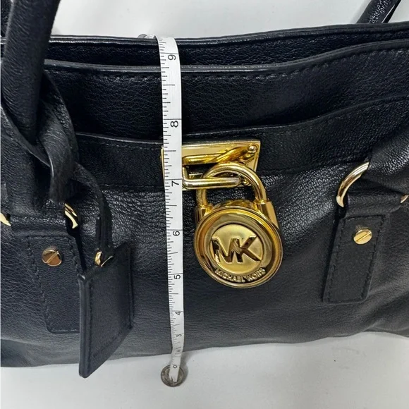 Michael Kors Hamilton Medium Saffiano Leather Handbag w Gold Rock Black - Picture 9 of 11